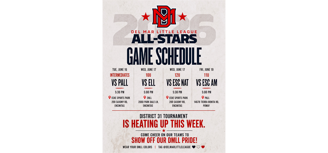 Del Mar All Stars Schedule